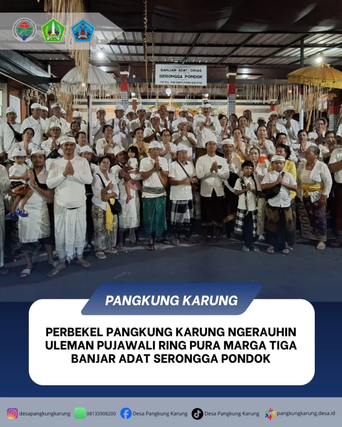 MENGHADIR UNDANGAN PERSEMBAHYANGAN DI PURA MARGA TIGA BANJAR ADAT SERONGGA PONDOK